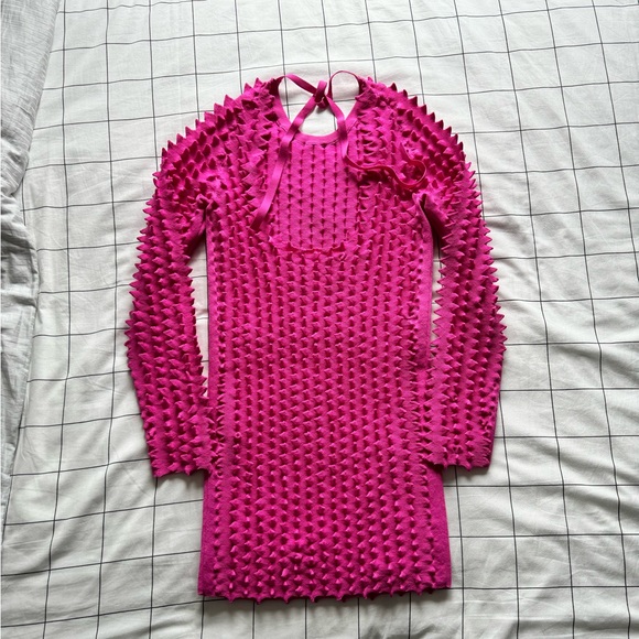 Pink Textured Mini Dress - Picture 5 of 11